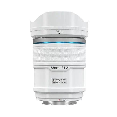 SIRUI Sniper 33mm Lente de Enfoque Automático, F1.2 Objetivo Gran Angular APS-C, E Mount Lente para A6400, A6700, ZV-E10, FX3/30 (E Mount, Blanco)