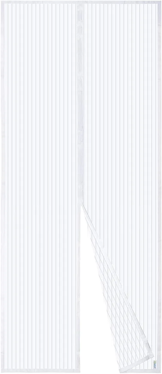 Mosquitera magnética para puerta de Apalus, cortina de malla, junta magnética de arriba a abajo con cierre automático, mantiene el aire fresco en el interior (100 x 210 cm, blanco)