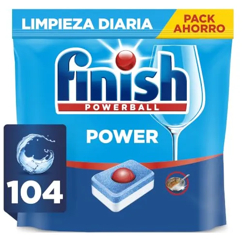 Finish Powerball Power All in 1 Pastillas para el lavavajillas todo en 1 - Pack ahorro 104 pastillas
