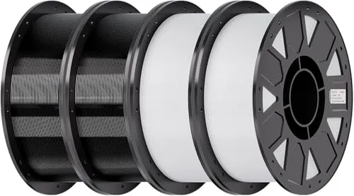 Creality Filamento PETG de 1,75 mm, filamento para impresora 3D de PETG, alta precisión, alta tenacidad, inodoro, resistente a la humedad, 4 kg, 2 negros y 2 blancos