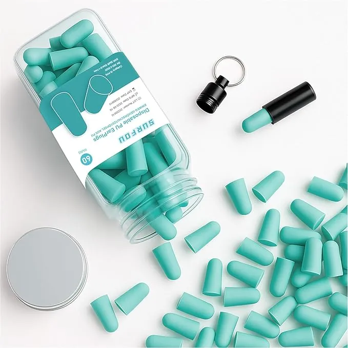 SURFOU Tapones Oidos Ruido Dormir, 60 Pares, Reducción 38 dB, Reutilizables y Ultra Suaves, Ideales para Personas que Duermen de Lado, Viajes, Casa y Estudio, Turquesa