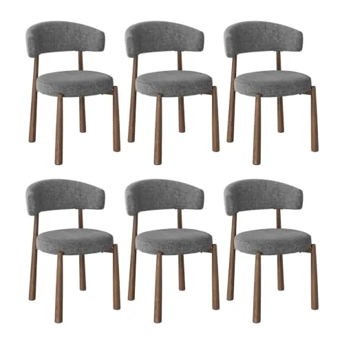 WOLTU Juego de 6 Sillas de Comedor,Chenilla,Gris