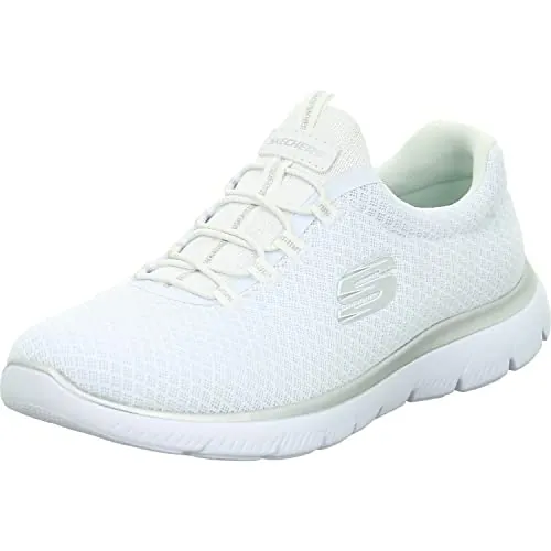 Skechers Mujer Summits 12980 Zapatillas, White Mesh/ Silver Trim, 39 EU