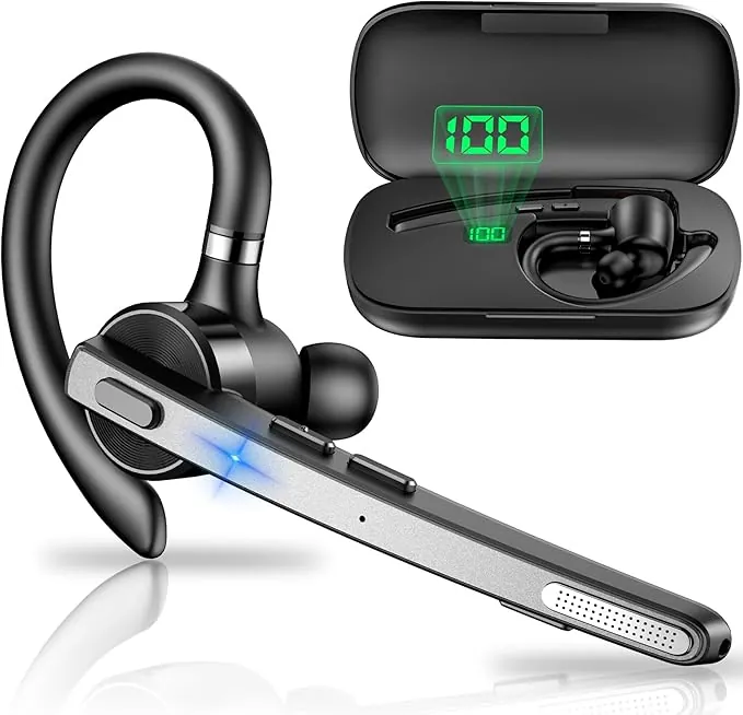 New Bee Auriculares Manos Libres Oreja Bluetooth V5.1 con 72 Horas de Juego Auricular Bluetooth Telefono con Doble Micrófono ENC Cancelación CVC8.0 para Negocios/Oficina (1 Pieza)