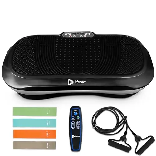 LifePro Waver - Máquina de Ejercicio con Placa de vibración para Entrenamiento Cuerpo Completo, 99 Niveles de Velocidad, Bandas Resistencia, Control Remoto, Fitness en casa y Plataforma - Negro