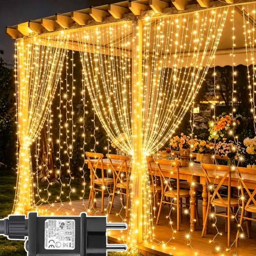 Joycome Cortina de Luces, 6x3m 600 LED Cascada Luces con Enchufe
