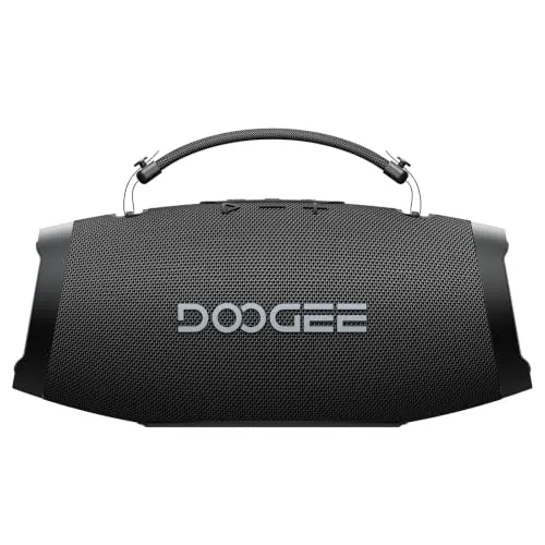 DOOGEEEco Wild Boom Altavoz Portatil, Speaker 100W Pico Sonido Estéreo 2.1 con Luces RGB Sincronizadas, Altavoces Portátiles Batería 6000mAh 19H Reproducción IP55, Batería Externa y TWS para Camping