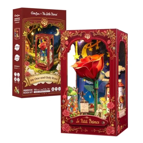 CUTEBEE EL Principito Book Nook Kit – Regalo para Adultos, Rompecabezas de Madera 3D en Miniatura Casa de Construcción