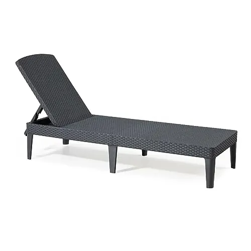 Keter Jaipur-Tumbona de Jardín Plegable, para Exterior terrazas, Patios, Jardines, Color Gris