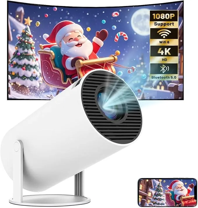 Proyector Portatil, Mini Proyector 2026 Upgraded con WiFi 6 BT 5.4, Auto Keystone + Full HD + 200ANSI 8000L + 180° Rotation, Projector Portable 4k con HDMI/USB/Smartphone/Laptop/PS5