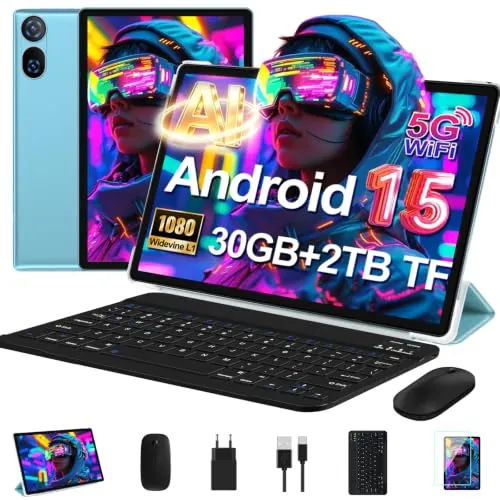 Tablet 10 Pulgadas Android 15, 30 GB RAM + 2 TB ROM Expansión, Widevine L1