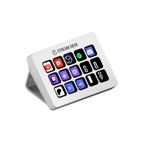 Elgato Stream Deck MK.2 White – Controlador de estudio, 15 teclas macro, activa acciones en apps y software como OBS, Twitch, YouTube y otros, funciona en Mac y PC