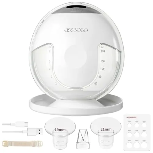 KISSBOBO K5 Sacaleches electricos,19 niveles 4 modos, 280mmHg fuerte potencia de succión sacaleches manos libres, indoloro saca leche materna electrico(Blanco 1 Pieza)