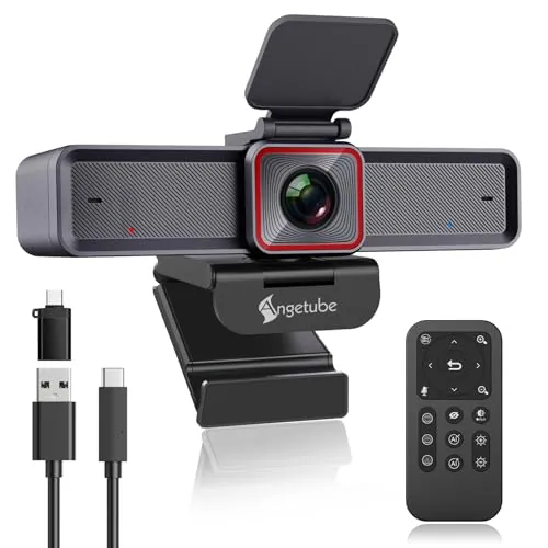 Angetube Cámara Web 4K Streaming Webcam con Seguimiento AI, HDR, USB3.0