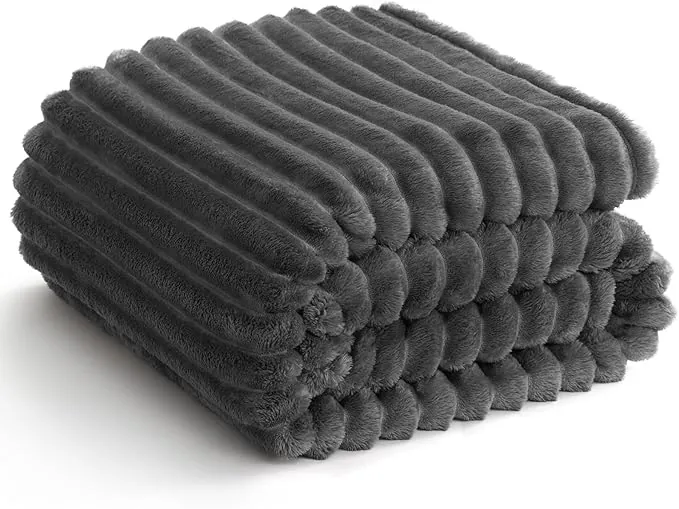 WAVVE Manta para Sofá, Mantas Franela para Cama 90, Manta de Cordón Gruesa, Manta para Sofá Suave Cálida, Esponjosa, Transpirable, 150 x 200 cm, Gris