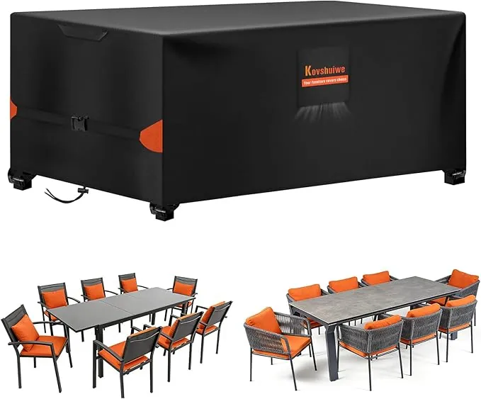 Kovshuiwe Fundas para muebles de jardín, 220 x 120 x 74 cm, funda impermeable para muebles de patio, fundas de mesa 420D de tela Oxford resistente al viento, anti-UV para patio, exterior