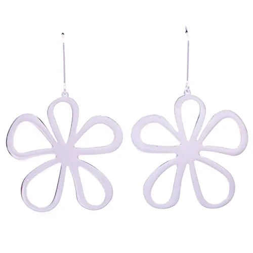NILUXE DESIGN Pendientes Colgantes Mujer Flor Grande de Acero Inoxidable Plateado y Dorado 45x45mm