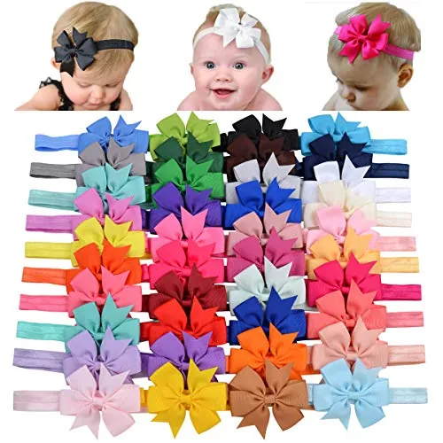 40 cintas para el pelo de lazo de grogrén para niñas de 7,6 cm, accesorios para el pelo para bebés recién nacidos