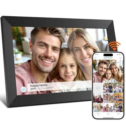 Marco de Fotos Digital WiFi 16GB, Marco Digital de Fotos de 10,1 Pulgadas, Comparta Fotos con el Marco Digital a Través de la Aplicación Desde Cualquier Lugar, Pantalla Táctil de 1280x800 (Black)