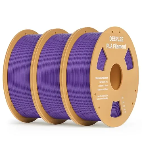 DEEPLEE Filamento PLA 1.75 mm, Morado, Pack 3 x 1 kg
