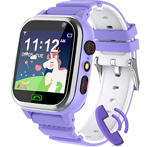 kaacly Smartwatch Niños con Teléfono Podómetro SOS Juego música Reloj Despertador Papel Tapiz Encantador, Reloj Inteligente para niños de 4 a 12 años niños y niñas