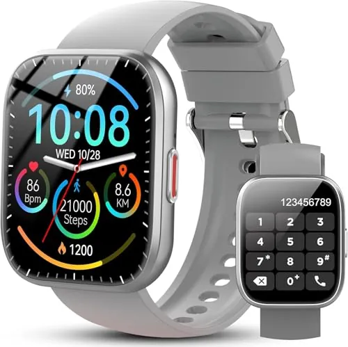 Ddidbi Reloj Inteligente Hombre Mujer, 1.85" Smartwatch con Llamadas, Gris