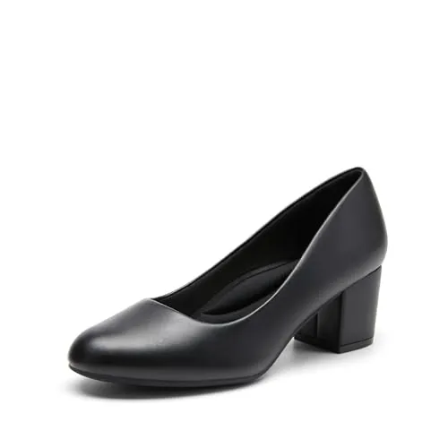 DREAM PAIRS Zapatos Tacón Bajo Mujer,Negro-PU,37