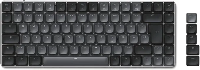 SATECHI Teclado Mecánico 75% SM1, QWERTY US, Bluetooth, 84 Teclas, Retroiluminado y Recargable, Ideal para Gaming, para Mac y Windows (Gris-Negro, Distribución Americana)