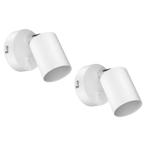 ledscom.de 2x aplique WAIKA, interruptor, blanco mate, redondo, 1x GU10 máx. 60W