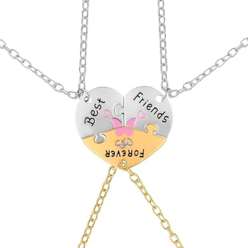 IBXWMNG 3 Pcs Adorables BFF Collares para 3 Niñas, Collar para 3 corazones rotos con colgante, Best Friends Collares con Colgante Corazón, Collar de Amistad, para Niñas Madre Amigos Hermanas Sobrinas