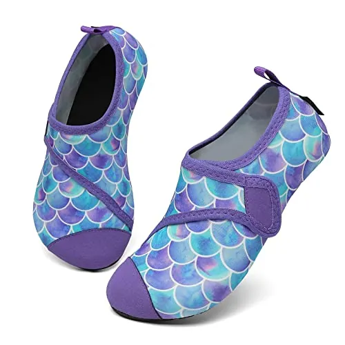 SAGUARO Calcetines Piscina Niño Surf Aqua Escarpines Niña Secado Rápido Antideslizante Zapatillas Deportivas Acuáticas Morado 28/29 EU