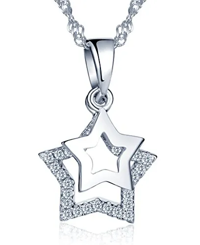 Infinito U- Collares de Plata con Diamente Colgante de Estrellas para Mujer Niña