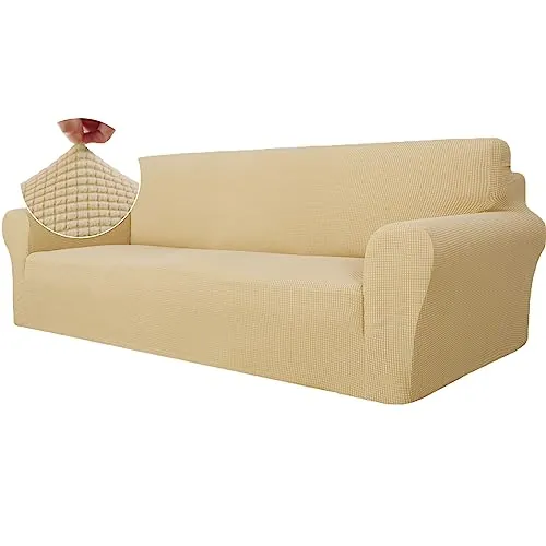 Ystyle Funda Sofa 4 Plazas, Fundas Sofa Elasticas, Beige Amarillo