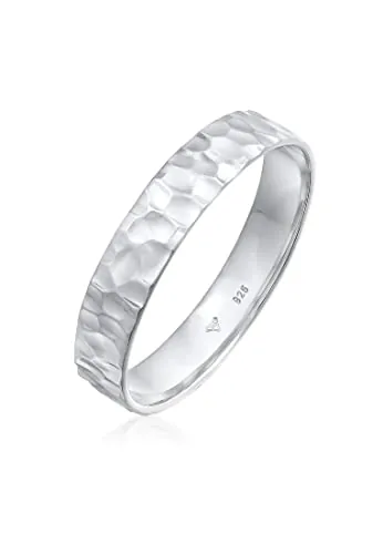 Kuzzoi Anillo para hombre (4 mm) Macizo Hecho a mano, Anillo de banda para hombres de plata de ley 925, Anillo de boda Anillo de compromiso Anillo de amistad, Anillo para hombre martillado, Talla de
