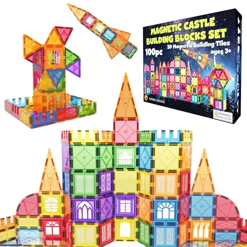 Desire Deluxe - Juego de bloques magnéticos de construcción para niños (100 piezas) - Aprender con imanes STEM - Juguete educativo de construcción para niños de 3 años en adelante - Desarrollo