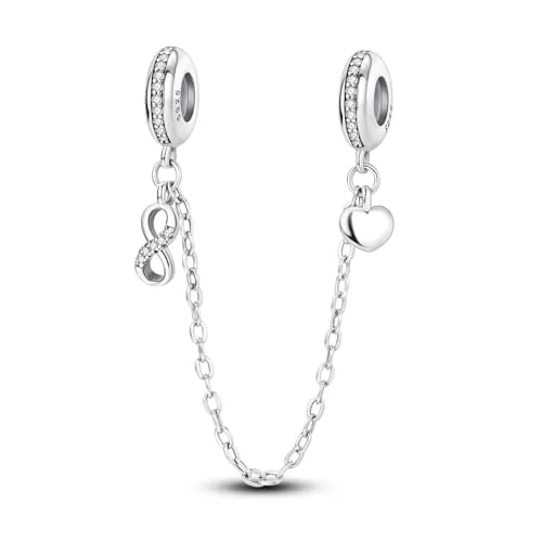 Parmuz 925 Cadena de seguridad de plata esterlina para pulsera Amor Mariposa Mal de ojo Tapón Espaciador Charm Clip Charms Colgantes Colgantes Cuentas Joyería Regalo para Mujeres