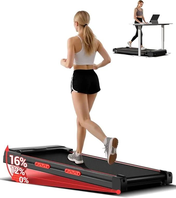 CURSOR 10/12 KM/H Cinta de Correr con Inclinación 15%, Walking Pad con Pantalla LED, Cinta de Andar para Casa 2.5HP con Apoyabrazos de la Consola, Amortiguación Multietapa, Soporte 136KG