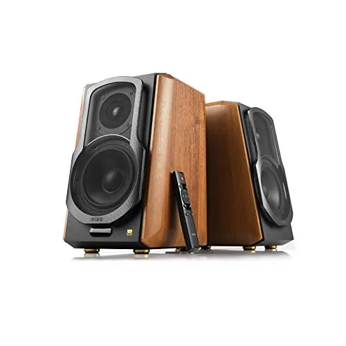 Edifier S1000MKII 2.0 Audiophile Active Shelf Speakers, 120 Watt Speakers, Bluetooth 5.0 with aptX HD, Optical Input, Active Monitor Near-Field Speaker with Class D Amplifier
