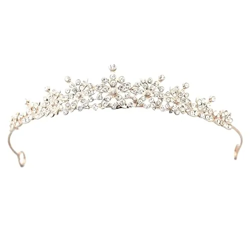 Tiara de boda, corona de reina, diadema de novia, corona pequeña para reina, tiara de cristal, elegante corona dorada, tiara sutil para novia, pequeña corona con diadema para bodas, bailes de