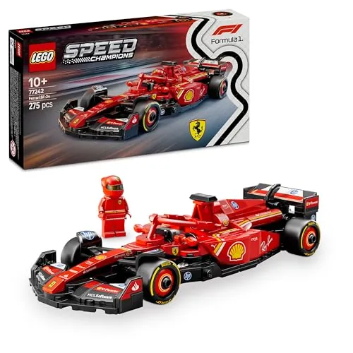LEGO Speed Champions Coche de Carreras Ferrari SF-24 F1 de Juguete - Maqueta de Vehículo Rojo de Fórmula 1 y Minifigura de Piloto para Coleccionar - Regalo para Niños y Niñas de 10+ Años 77242