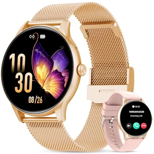 Reloj Inteligente Mujer, 1.39" Smartwatch Mujer con Llamadas, Monitor de Sueño, Función Femenina, 120+ Modos Deportivos, Podómetro, 24H Pulsómetro, SpO2, IP68 Regalo para Android/iPhone