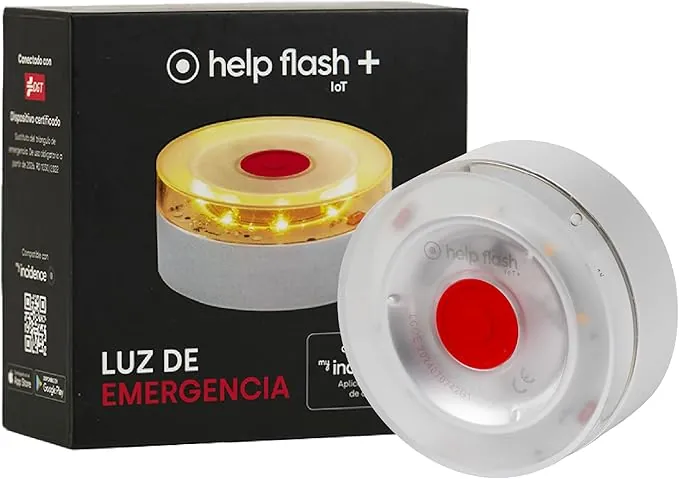 help flash IoT+, Luz de Emergencia V16 con Geolocalización y más de 290 candelas de potencia, Exigible a partir de 2026, Conectada con DGT 3.0, Señal V-16 para Coches, plan de datos incluido