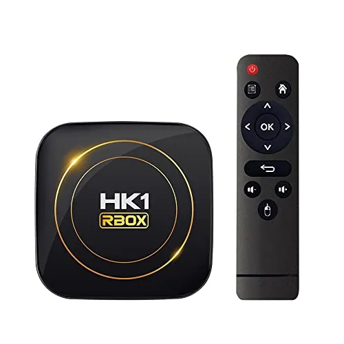 Android 12.0 TV Box, HK1 RBOX con 4 GB de RAM y 64 GB de ROM, H618 CPU de Cuatro núcleos a 64 bits, admite WiFi de 2.4 GHz/5.8 GHz y BT 4.0, decodificación 8K H265 para Reproductor Multimedia