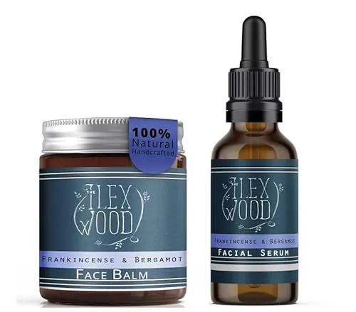 Set de regalo de incienso y bergamota: crema y suero facial. Hecho a mano y orgánico. 100% natural, vegano, antienvejecimiento, sin crueldad animal, sin aceite de palma y sin plástico.