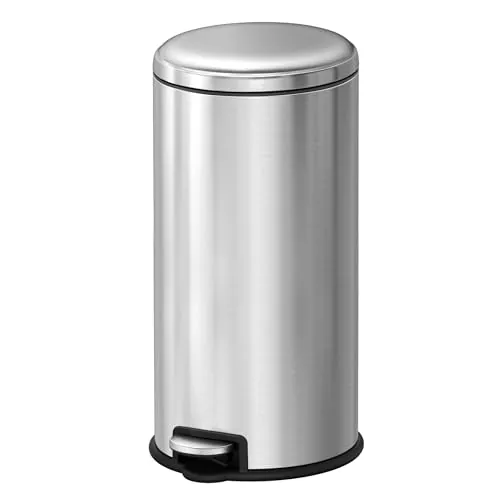 EKO Serene | Cubo de Basura Cocina 30L Acero Inoxidable Antihuella con Pedal y Cierre Suave | Papelera Rectangular Elegante y Funcional para Cocina Moderna