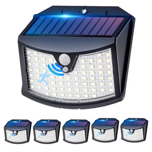 Luz Solar Exterior con Sensor de Movimiento, 6 Paquete/3 Modos IP65