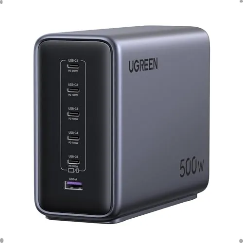 UGREEN Nexode 500W Cargador USB C con 6 Puertos Estación de Carga GAN