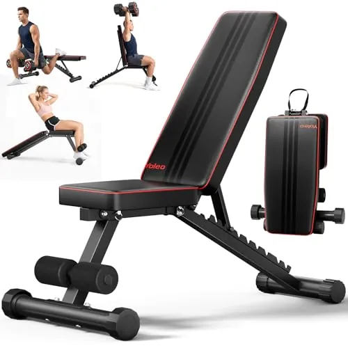 YOLEO Banco de Pesas Ajustable Utilidad Plegable,de Entrenamiento de Cuerpo Completo Inclinación Decline Levantamiento Plano, Press, para Ejercicios de Gimnasio en casa