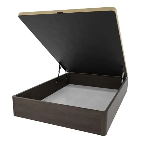 amuéblate Online - Canapé Abatible de Madera Súper Reforzado con Gran Capacidad, Esquinas Redondeadas, 135 x 190, Wengué