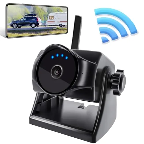 Cámara de visión trasera inalámbrica magnética 1080P, cámara de visión trasera WiFi con batería duradera, 90 días en espera, visión nocturna, IP69K, fácil instalación para camiones, remolques